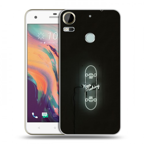 Дизайнерский пластиковый чехол для HTC Desire 10 Pro Минимализм на черном