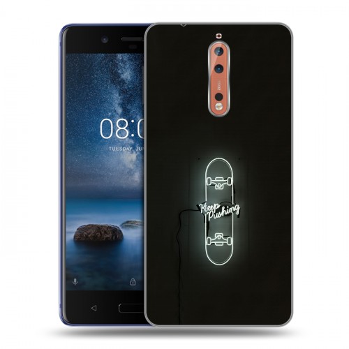 Дизайнерский пластиковый чехол для Nokia 8 Минимализм на черном