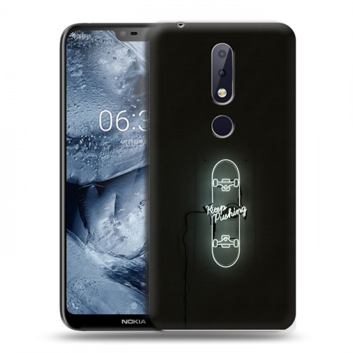 Дизайнерский силиконовый чехол для Nokia 6.1 Plus Минимализм на черном