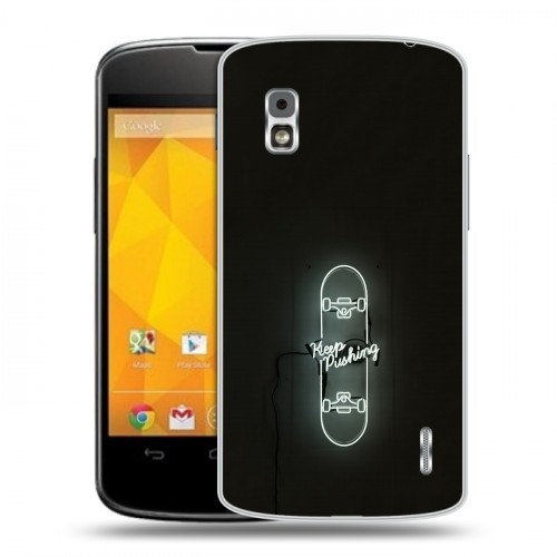 Дизайнерский пластиковый чехол для LG Google Nexus 4 Минимализм на черном