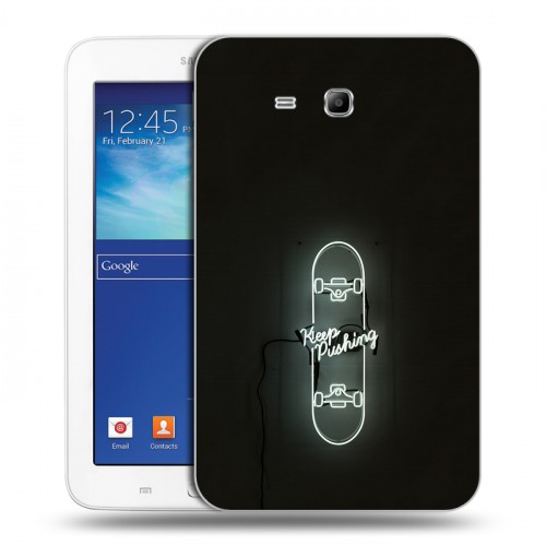 Дизайнерский силиконовый чехол для Samsung Galaxy Tab 3 Lite Минимализм на черном