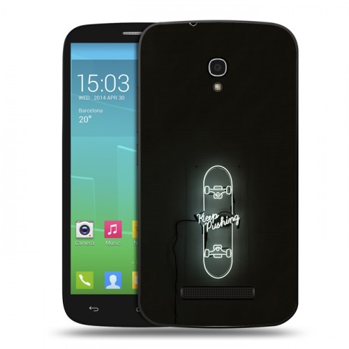 Дизайнерский пластиковый чехол для Alcatel One Touch Pop S9 Минимализм на черном