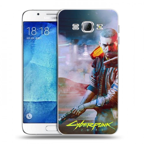 Дизайнерский пластиковый чехол для Samsung Galaxy A8 Cyberpunk 2077