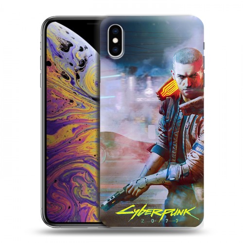 Дизайнерский силиконовый чехол для Iphone Xs Max Cyberpunk 2077