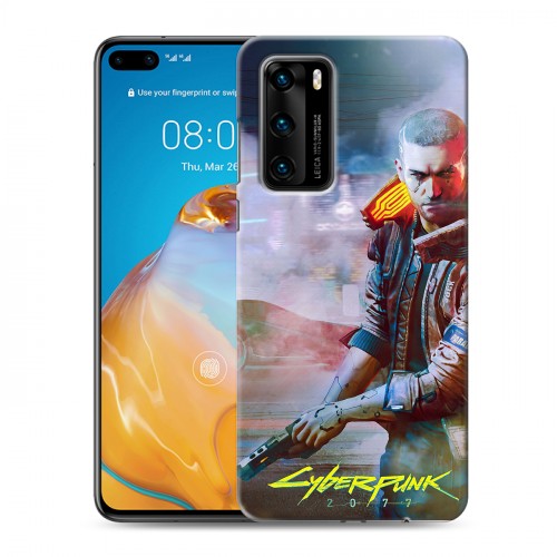 Дизайнерский силиконовый с усиленными углами чехол для Huawei P40 Cyberpunk 2077