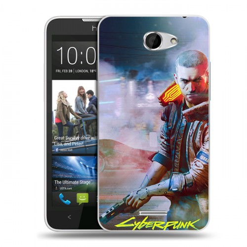 Дизайнерский пластиковый чехол для HTC Desire 516 Cyberpunk 2077