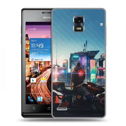 Дизайнерский пластиковый чехол для Huawei Ascend P1 Cyberpunk 2077