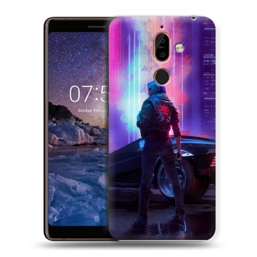 Дизайнерский пластиковый чехол для Nokia 7 Plus Cyberpunk 2077