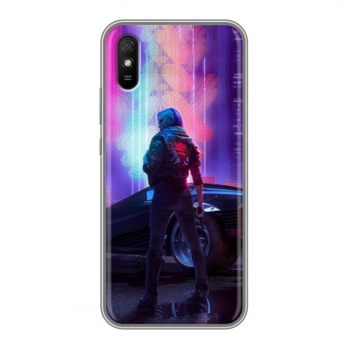 Дизайнерский силиконовый с усиленными углами чехол для Xiaomi RedMi 9A Cyberpunk 2077