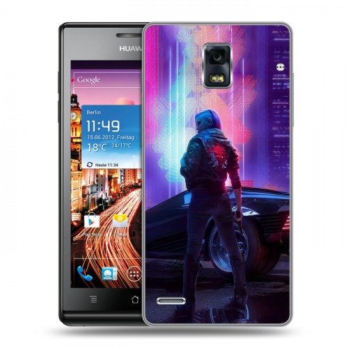 Дизайнерский пластиковый чехол для Huawei Ascend P1 Cyberpunk 2077