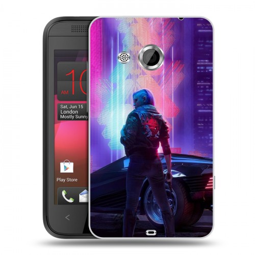 Дизайнерский пластиковый чехол для HTC Desire 200 Cyberpunk 2077