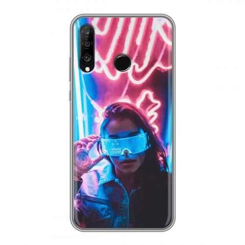 Дизайнерский силиконовый с усиленными углами чехол для Huawei P30 Lite Cyberpunk 2077