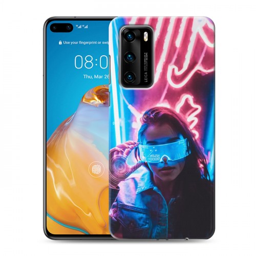 Дизайнерский силиконовый с усиленными углами чехол для Huawei P40 Cyberpunk 2077