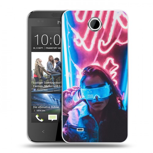 Дизайнерский пластиковый чехол для HTC Desire 300 Cyberpunk 2077