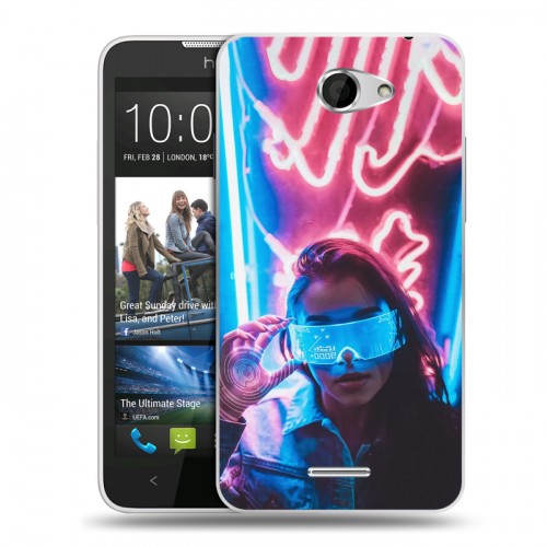 Дизайнерский пластиковый чехол для HTC Desire 516 Cyberpunk 2077