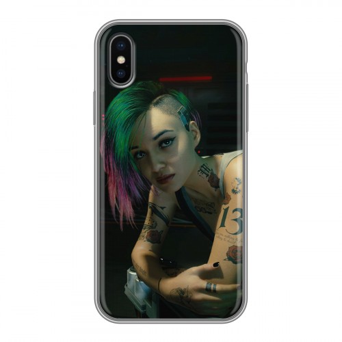 Дизайнерский силиконовый чехол для Iphone x10 Cyberpunk 2077