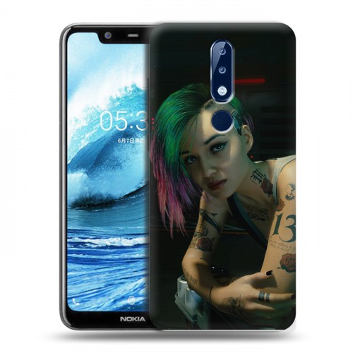 Дизайнерский пластиковый чехол для Nokia 5.1 Plus Cyberpunk 2077