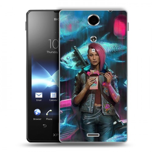 Дизайнерский пластиковый чехол для Sony Xperia TX Cyberpunk 2077