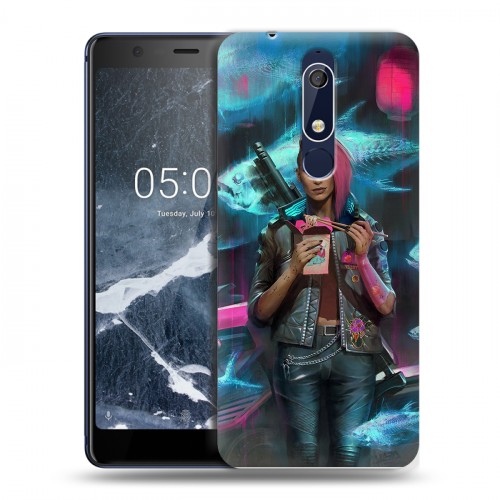 Дизайнерский пластиковый чехол для Nokia 5.1 Cyberpunk 2077