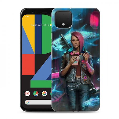 Дизайнерский пластиковый чехол для Google Pixel 4 Cyberpunk 2077