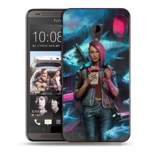 Дизайнерский пластиковый чехол для HTC Desire 700 Cyberpunk 2077