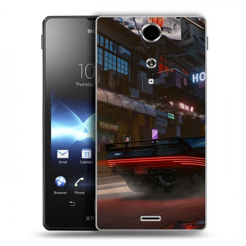 Дизайнерский пластиковый чехол для Sony Xperia TX Cyberpunk 2077