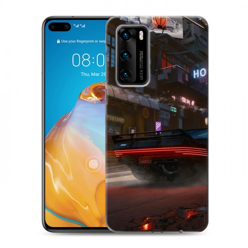 Дизайнерский пластиковый чехол для Huawei P40 Cyberpunk 2077