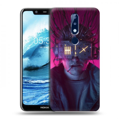 Дизайнерский пластиковый чехол для Nokia 5.1 Plus Cyberpunk 2077