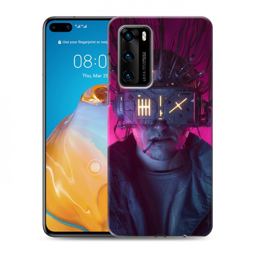 Дизайнерский пластиковый чехол для Huawei P40 Cyberpunk 2077