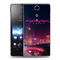 Дизайнерский пластиковый чехол для Sony Xperia TX Cyberpunk 2077