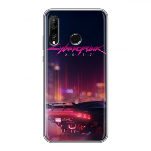 Дизайнерский силиконовый с усиленными углами чехол для Huawei P30 Lite Cyberpunk 2077