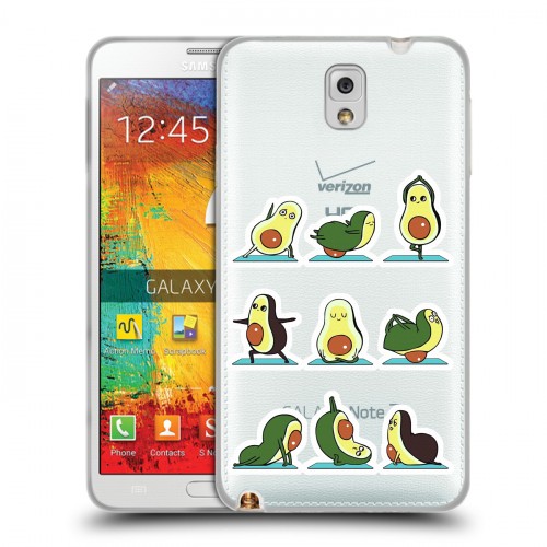 Полупрозрачный дизайнерский пластиковый чехол для Samsung Galaxy Note 3 Йога авокадо