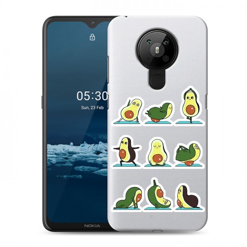 Полупрозрачный дизайнерский пластиковый чехол для Nokia 5.3 Йога авокадо