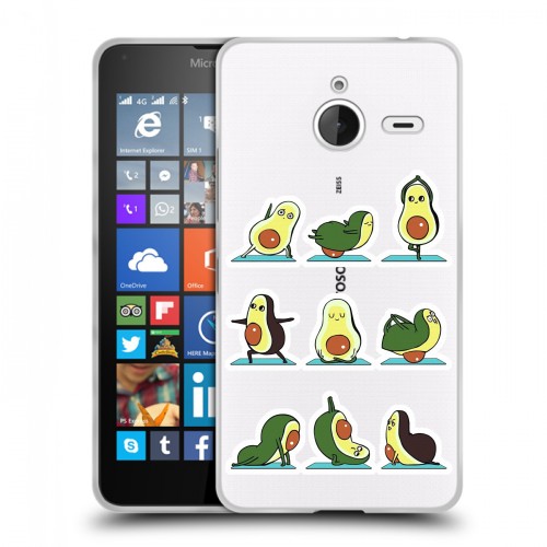 Полупрозрачный дизайнерский пластиковый чехол для Microsoft Lumia 640 XL Йога авокадо
