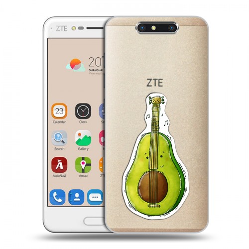 Полупрозрачный дизайнерский пластиковый чехол для ZTE Blade V8 Авокадо