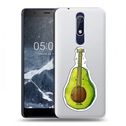 Полупрозрачный дизайнерский пластиковый чехол для Nokia 5.1 Авокадо