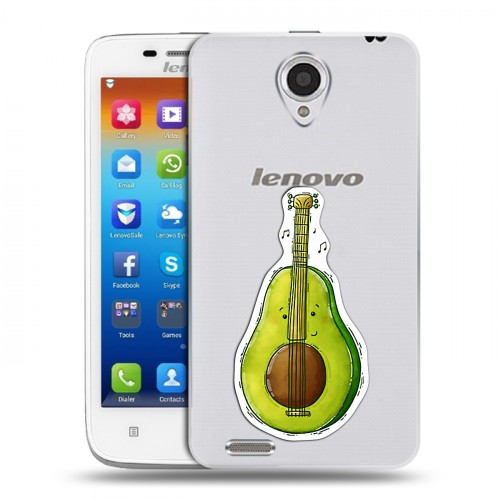 Полупрозрачный дизайнерский пластиковый чехол для Lenovo S650 Ideaphone Авокадо