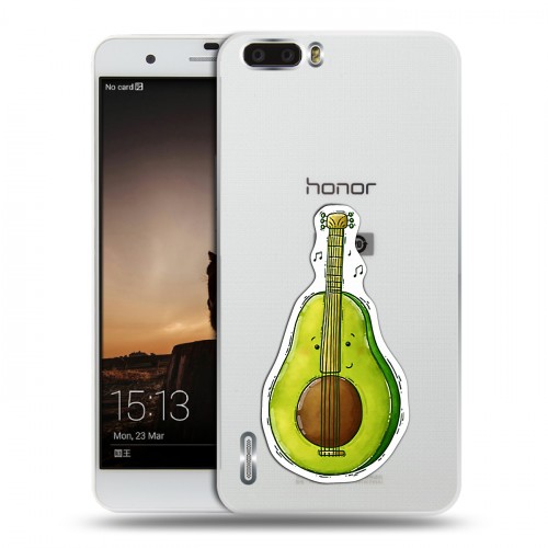Полупрозрачный дизайнерский пластиковый чехол для Huawei Honor 6 Plus Авокадо