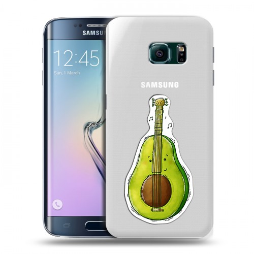 Полупрозрачный дизайнерский пластиковый чехол для Samsung Galaxy S6 Edge Авокадо