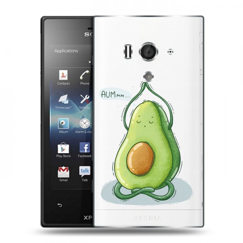 Полупрозрачный дизайнерский пластиковый чехол для Sony Xperia acro S Авокадо