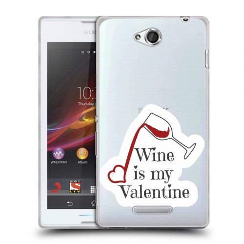Полупрозрачный дизайнерский пластиковый чехол для Sony Xperia C День Святого Валентина