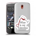 Полупрозрачный дизайнерский пластиковый чехол для HTC Desire 500 День Святого Валентина