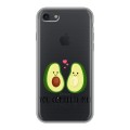 Полупрозрачный дизайнерский силиконовый чехол для Iphone 7 Парочка Авокадо