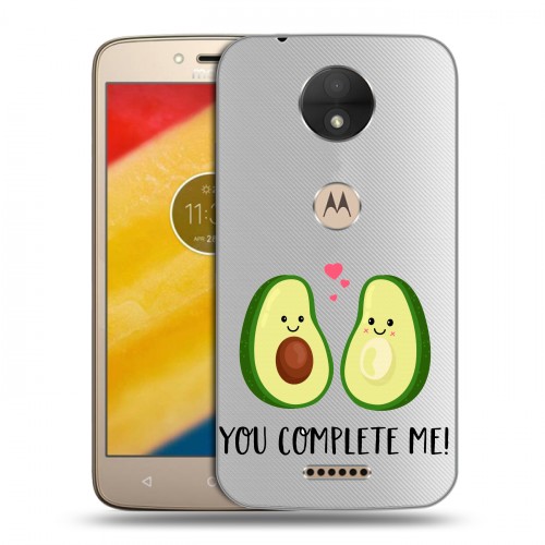 Полупрозрачный дизайнерский пластиковый чехол для Motorola Moto C Парочка Авокадо