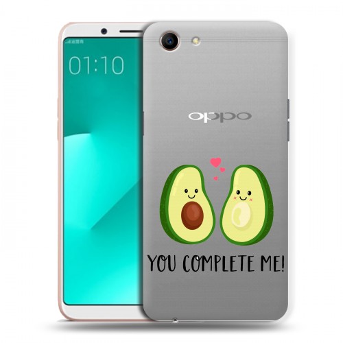 Полупрозрачный дизайнерский пластиковый чехол для OPPO A83 Парочка Авокадо