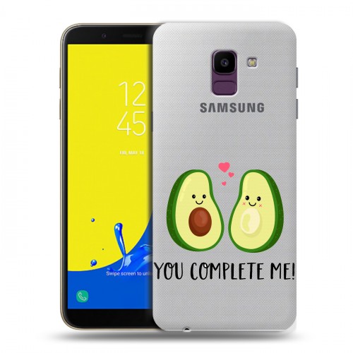 Полупрозрачный дизайнерский пластиковый чехол для Samsung Galaxy J6 Парочка Авокадо
