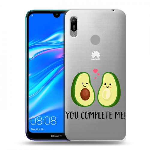 Полупрозрачный дизайнерский пластиковый чехол для Huawei Y6 (2019) Парочка Авокадо