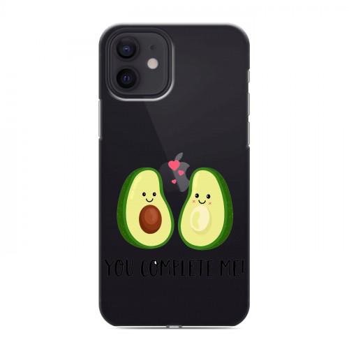 Полупрозрачный дизайнерский силиконовый чехол для Iphone 12 Парочка Авокадо