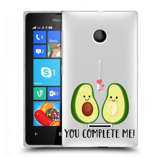 Полупрозрачный дизайнерский пластиковый чехол для Microsoft Lumia 435 Парочка Авокадо