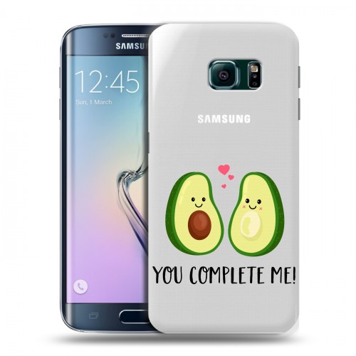 Полупрозрачный дизайнерский пластиковый чехол для Samsung Galaxy S6 Edge Парочка Авокадо